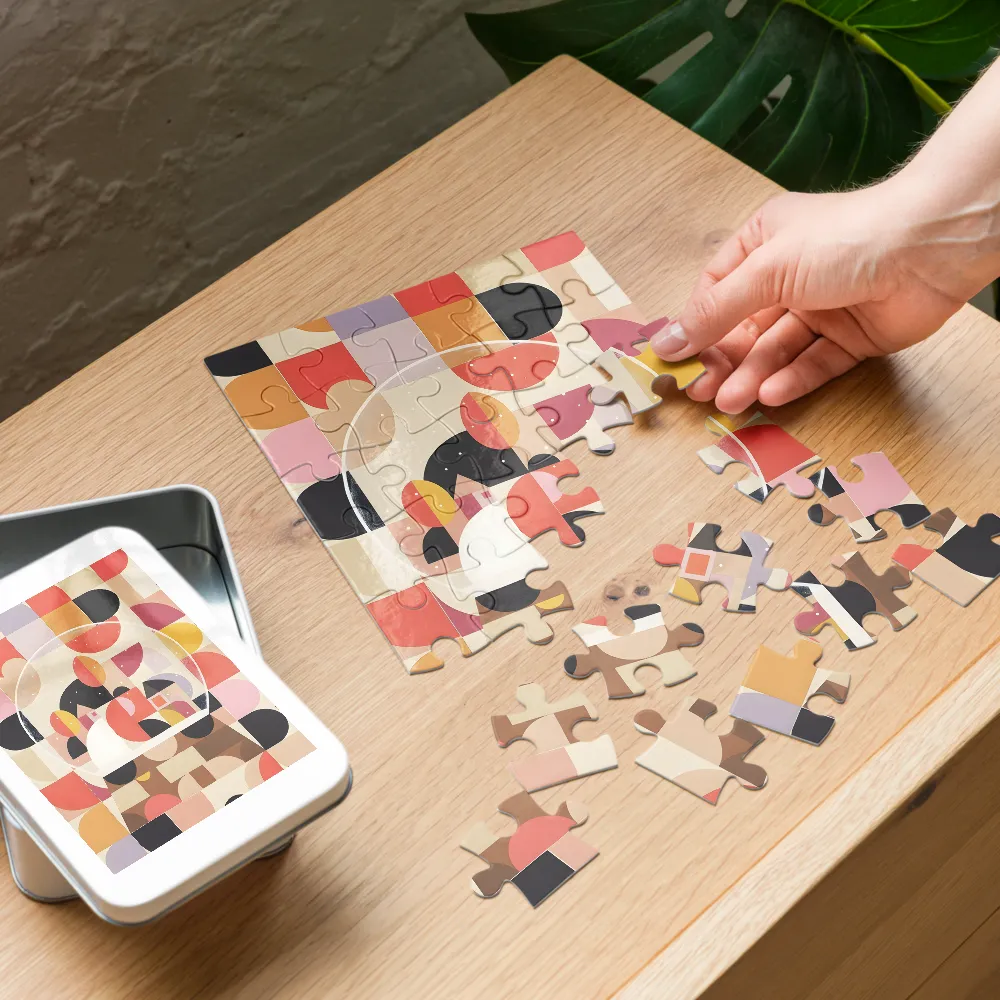 Geometric Snow Globe 
 Jigsaw Puzzle in Tin Box