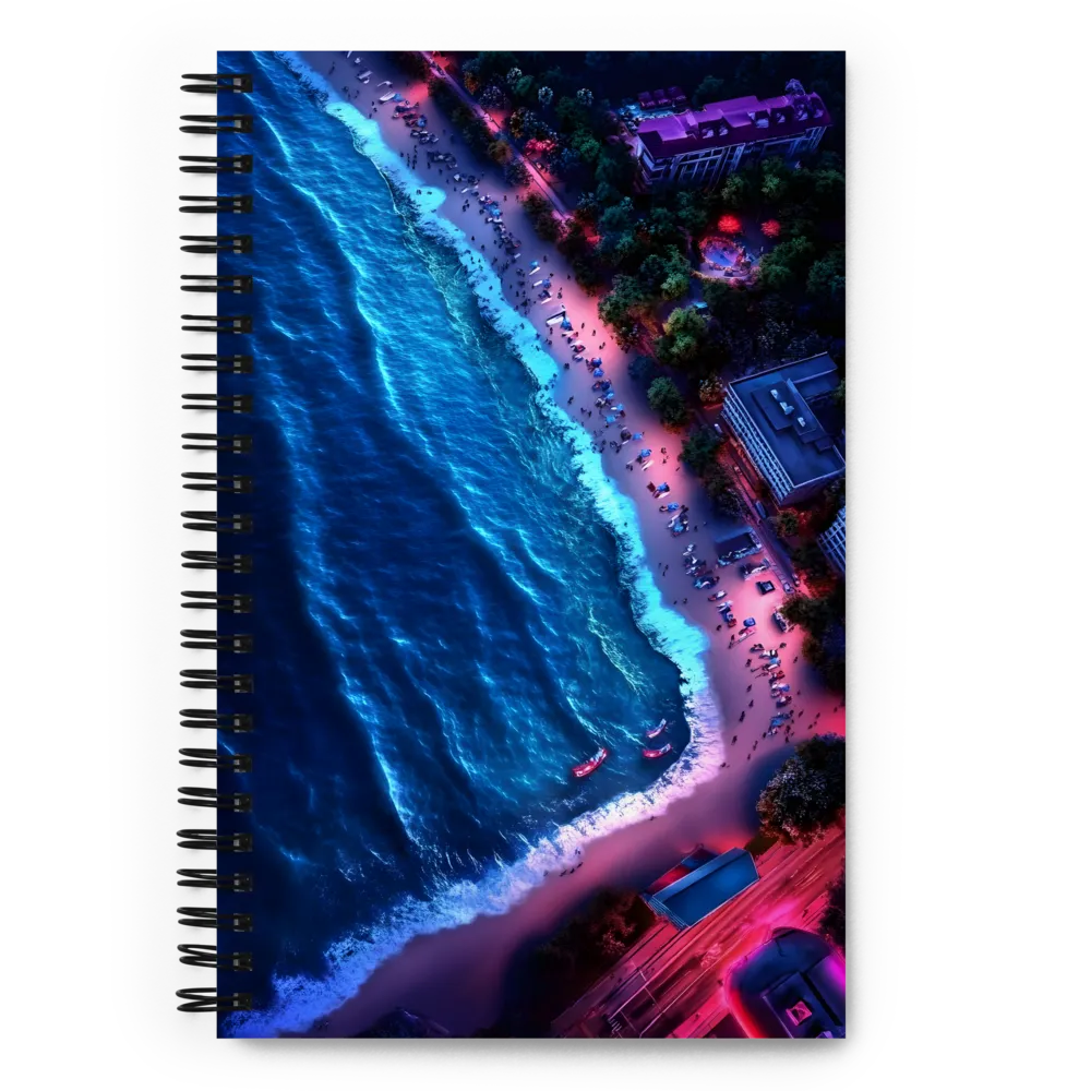 Twilight Reflections: A Serene Beach Aerial | Spiral Notebook