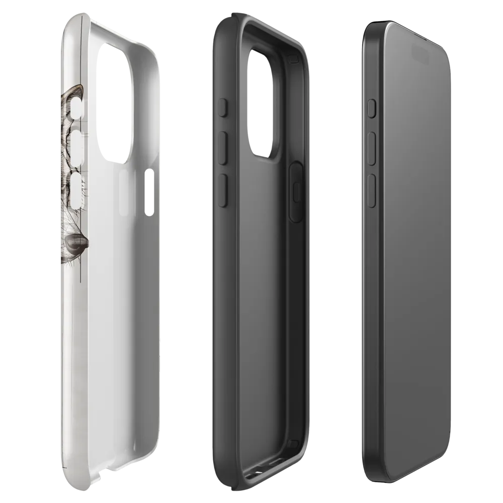 Geometric Harmony: The Essence of Wolves | Phone Case |  15 Pro Max | Tough Case | Glossy