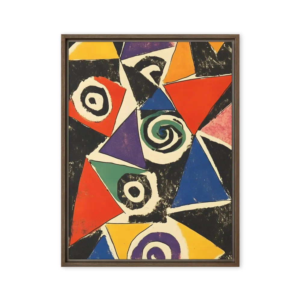 Dynamic Geometric Abstraction | Canvas with Brown Frame | 24″×32″
