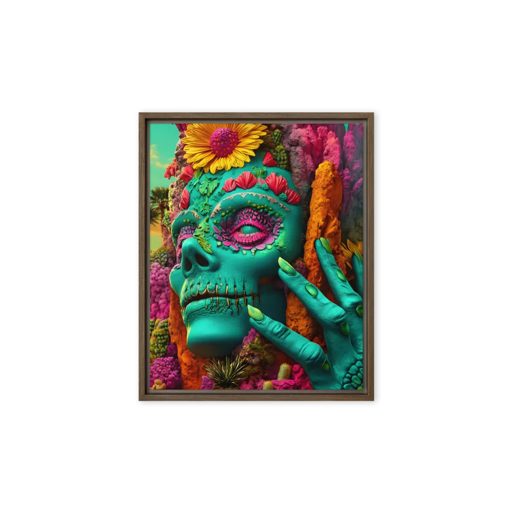 Ethereal Skull Garden | Canvas with Brown Frame | 8″×10″