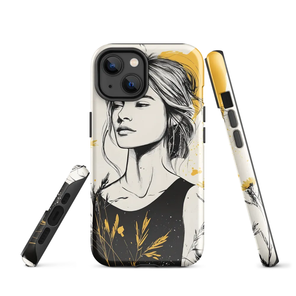 Golden Bloom — Portrait with Botanicals