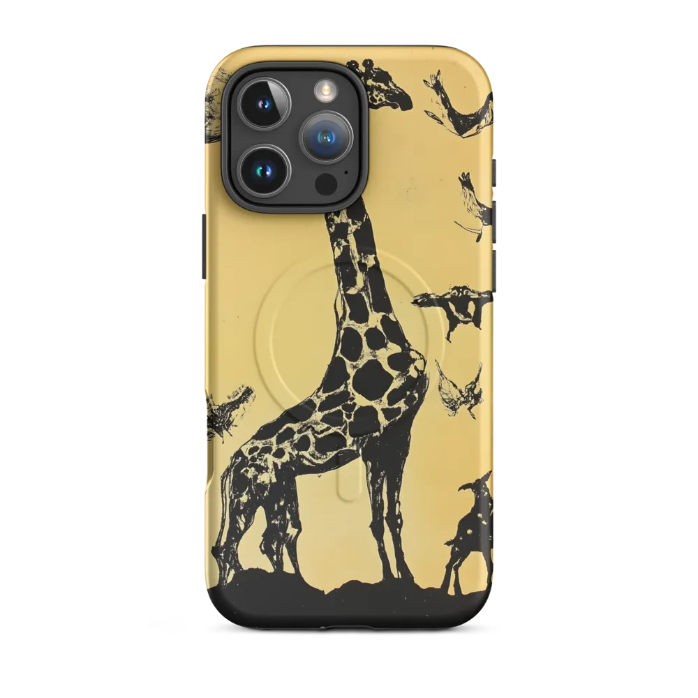 Whimsical Harmony of Giraffe and Birds