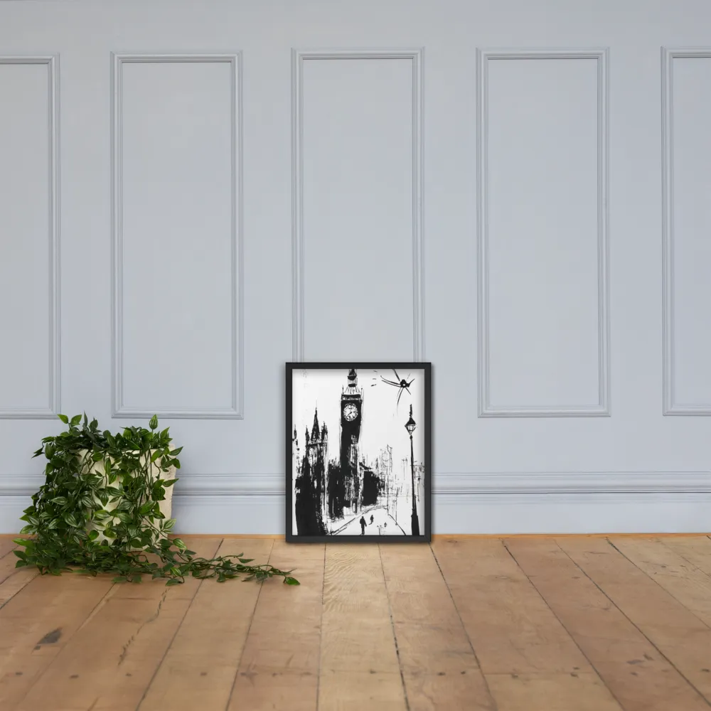 Clock Tower in Motion | Poster with Black Frame | 16″×20″
