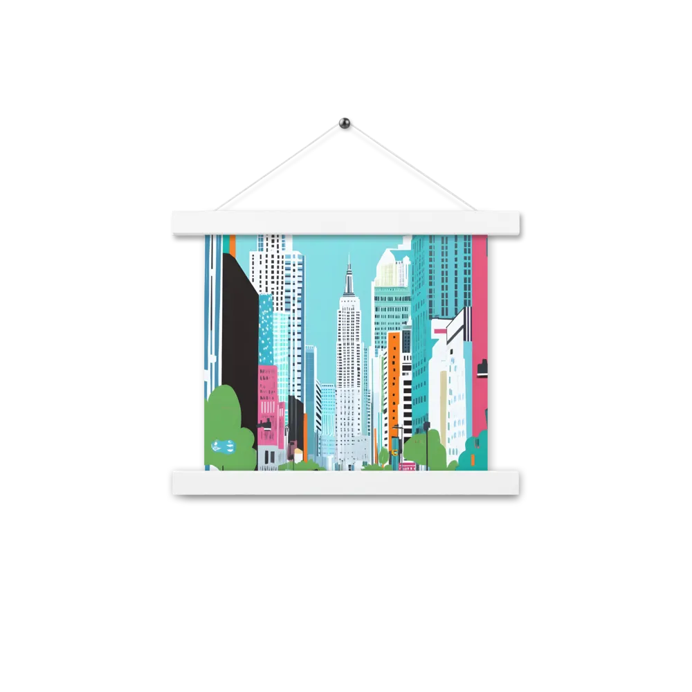 Urban Symphony: A Modern Cityscape | Poster With White Wood Hanger | 10″×10″