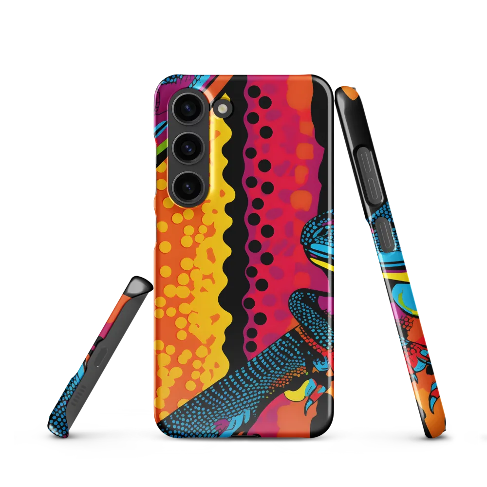 Colorful Encounters: The Playful Geckos | Phone Case |  S23 | Snap Case | Glossy