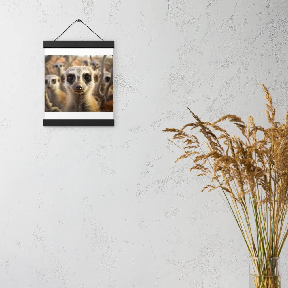 Curious Meerkats in Community | Poster With Black Wood Hanger | 8″×10″