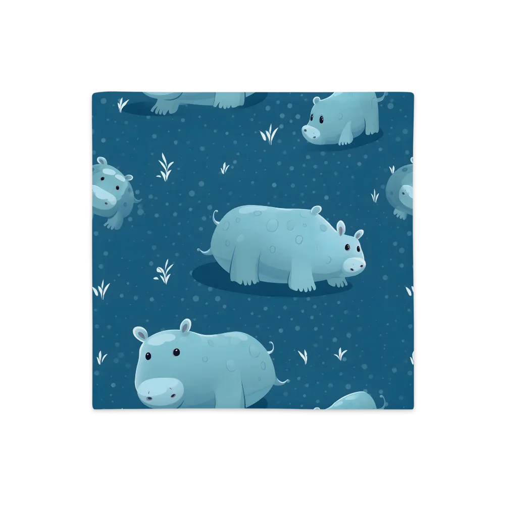 Whimsical Hippo Play | Pillow Case | 18″×18″