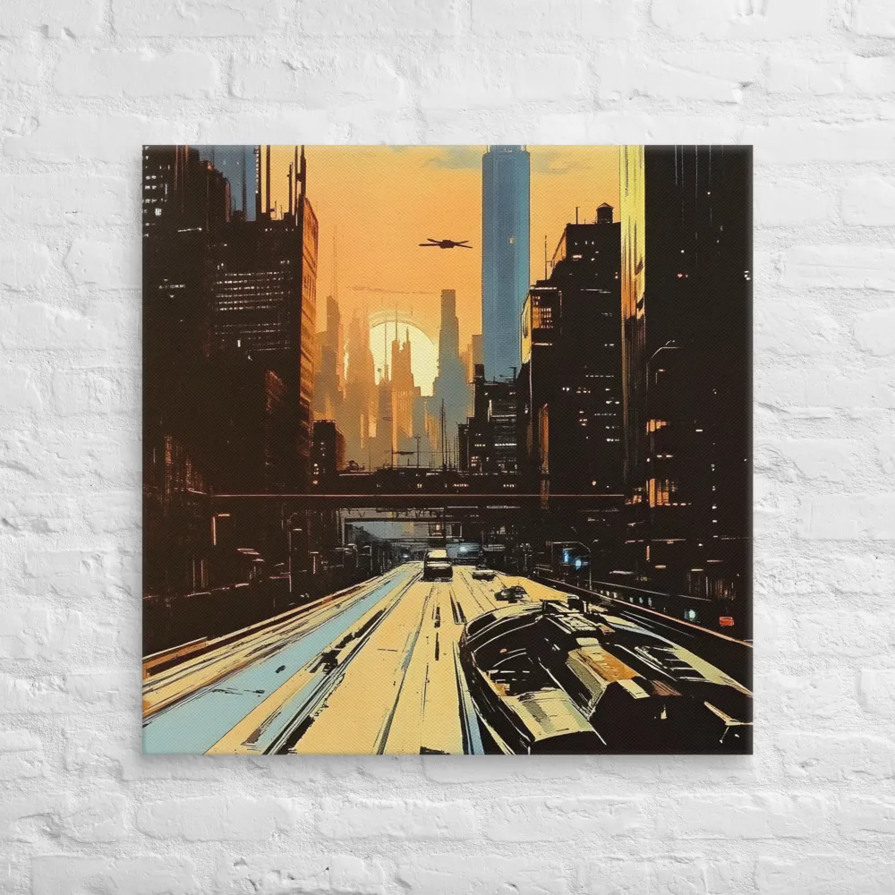 Metro Nexus: A Futuristic Cityscape | Canvas | 32″×32″
