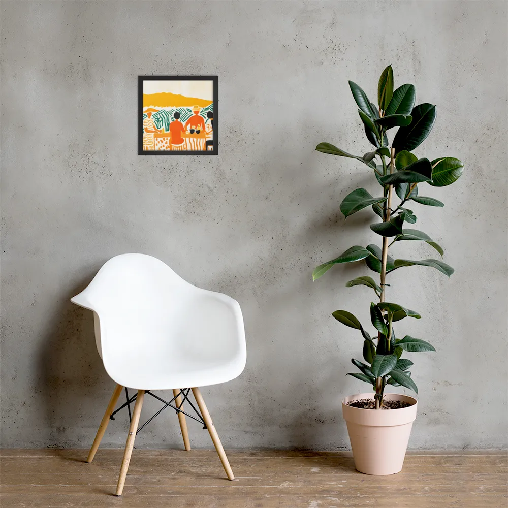 Summer Vibes: Café Conversations | Poster with Black Frame | 12″×12″