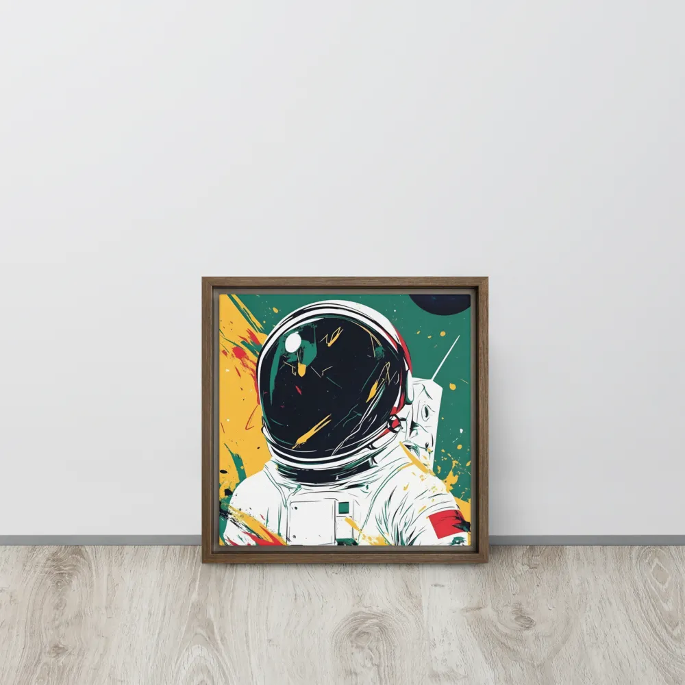 Galactic Explorer: A Modern Odyssey | Canvas with Brown Frame | 12″×12″