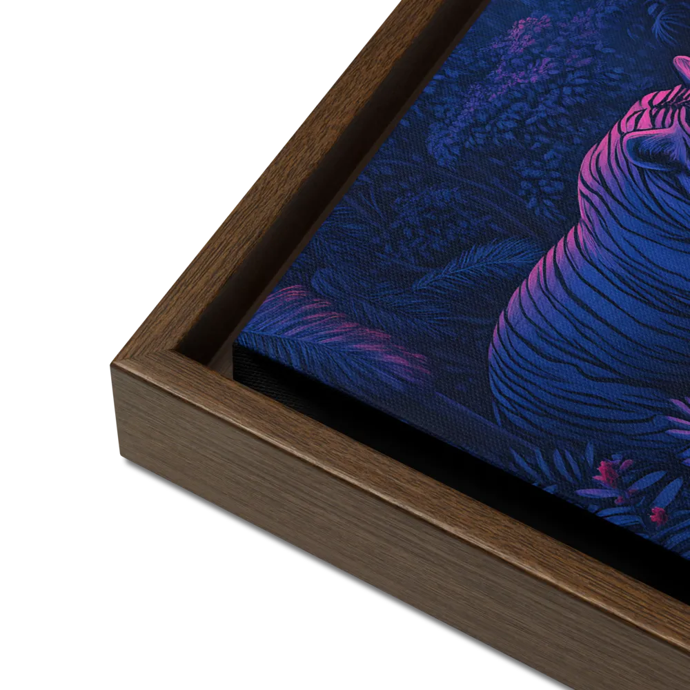 Mystic Prowler: The White Tiger in the Jungle | Canvas with Brown Frame | 12″×12″