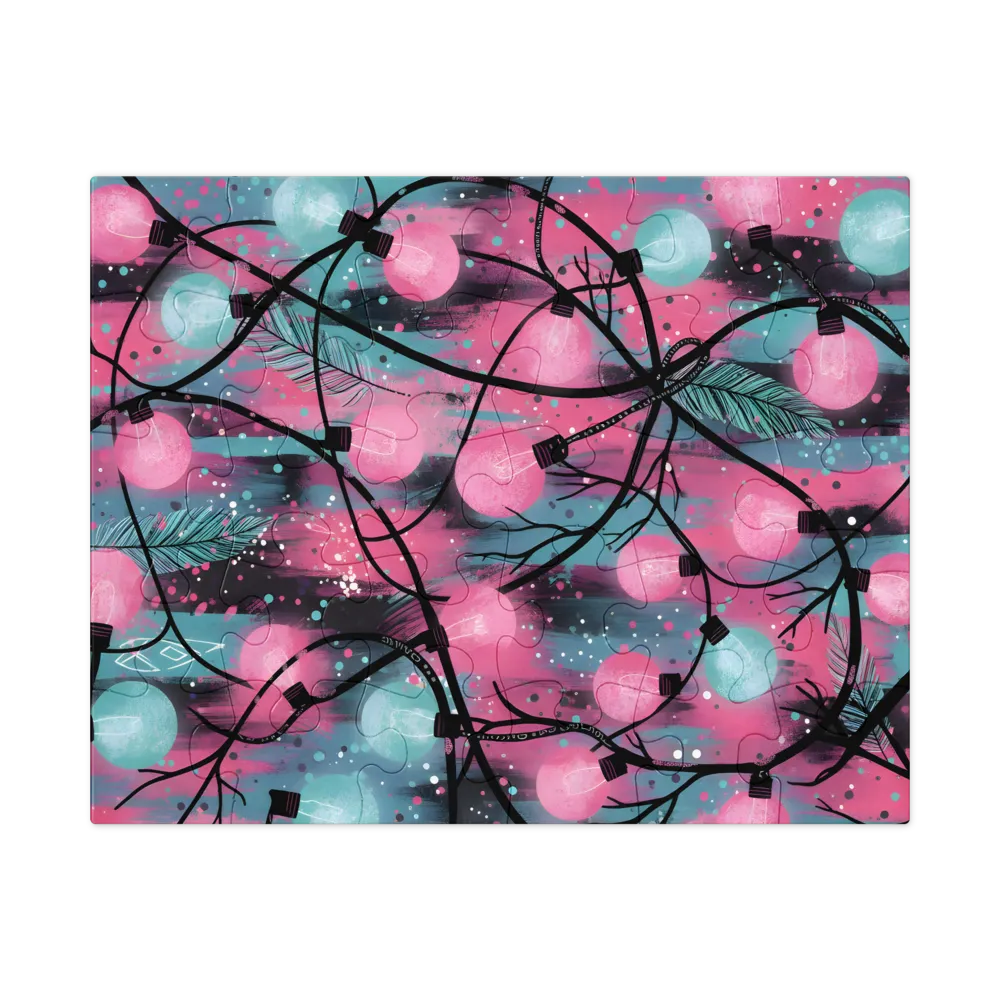 Feathered String Lights 
 Jigsaw Puzzle in Tin Box