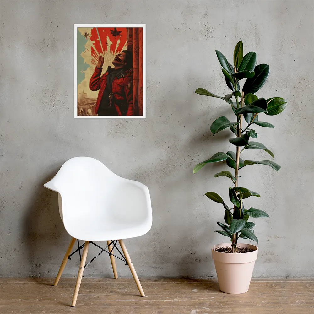 Defiant Echoes of Ruin | Poster with White Frame | 18″×24″