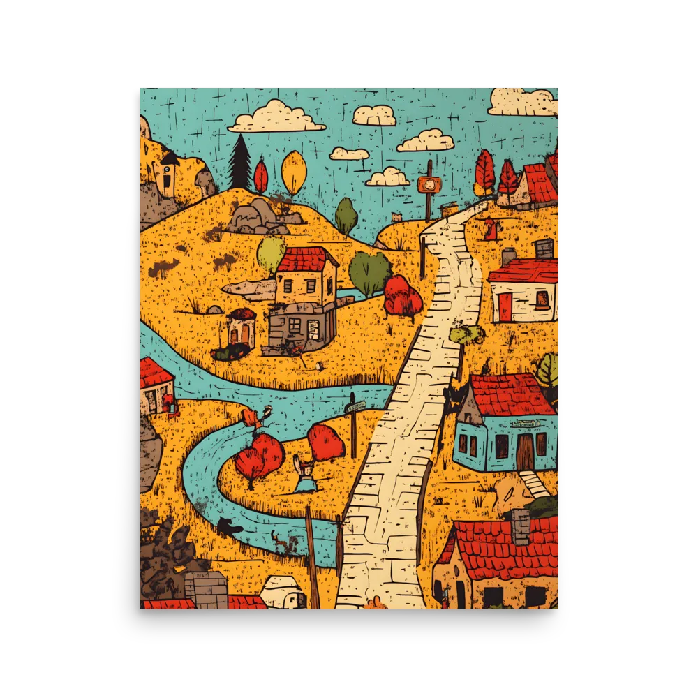 Whimsical Village Landscape | Poster | 16″×20″