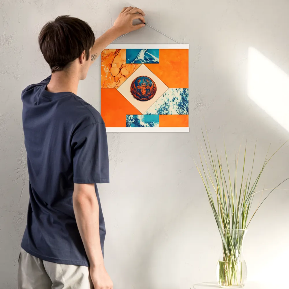 Harmonious Encounters: Abstract Geometry | Poster With White Wood Hanger | 16″×16″