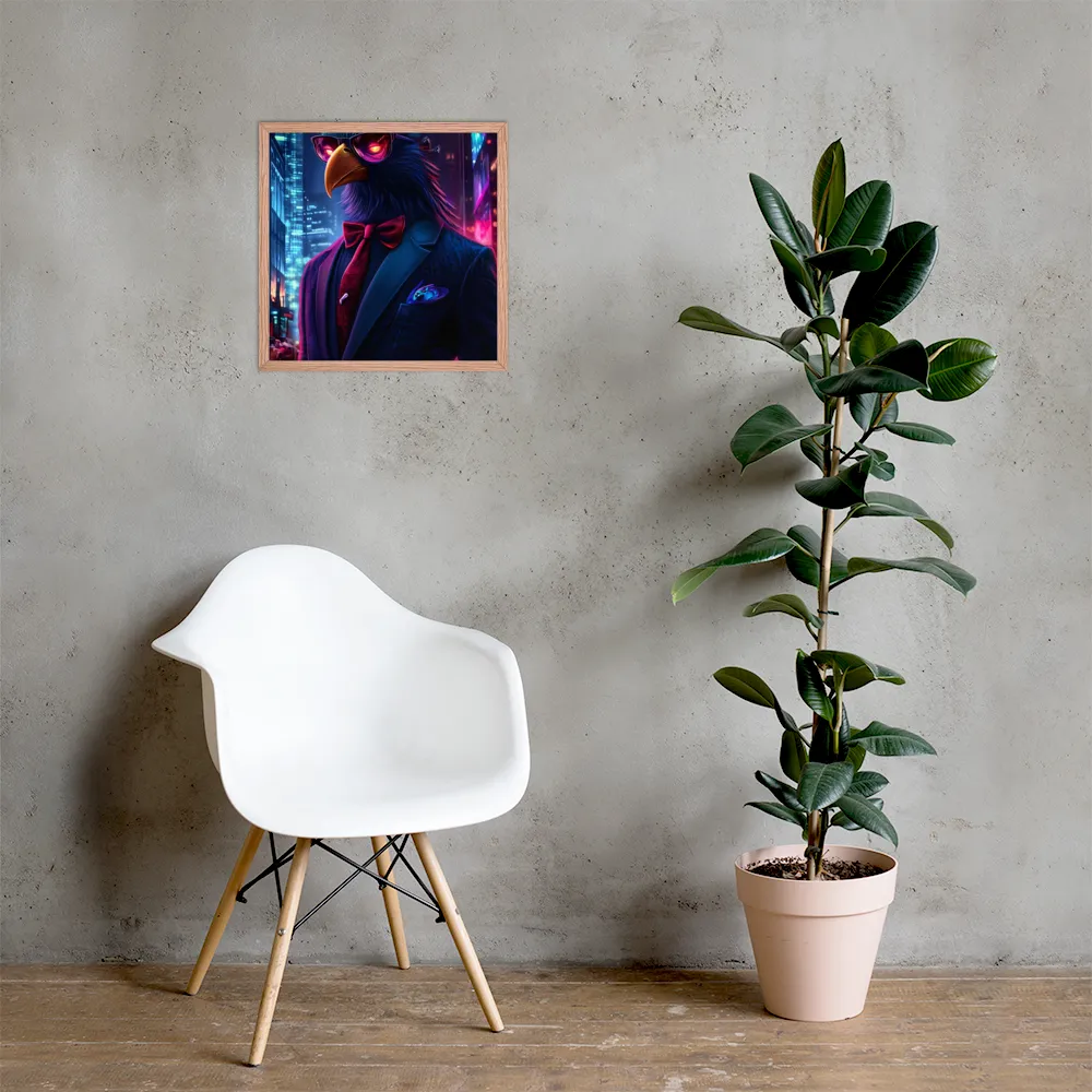 The Dapper Avian | Poster with Red oak Frame | 18″×18″
