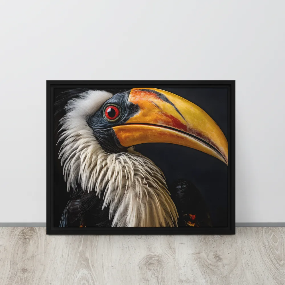 Majestic Hornbill Portrait | Canvas with Black Frame | 16″×20″