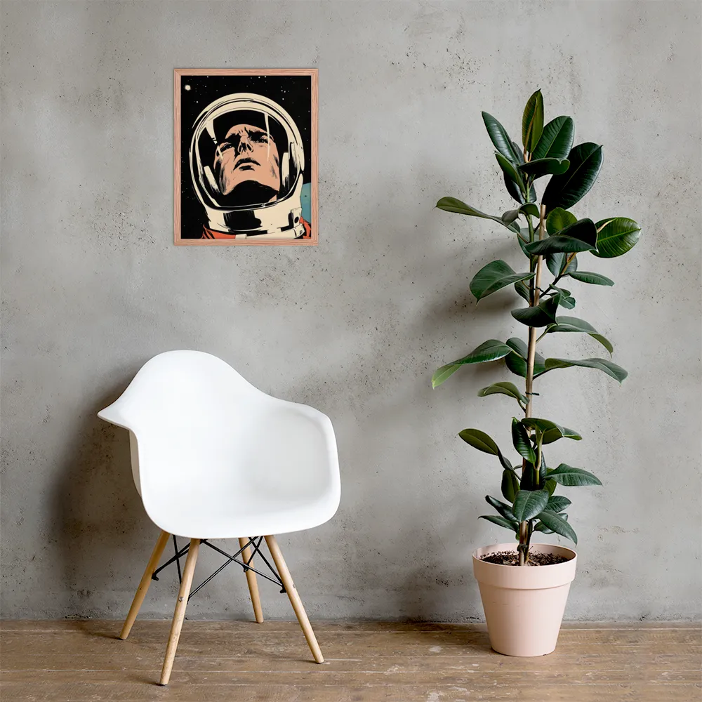 Gaze of the Astronaut | Poster with Red oak Frame | 16″×20″