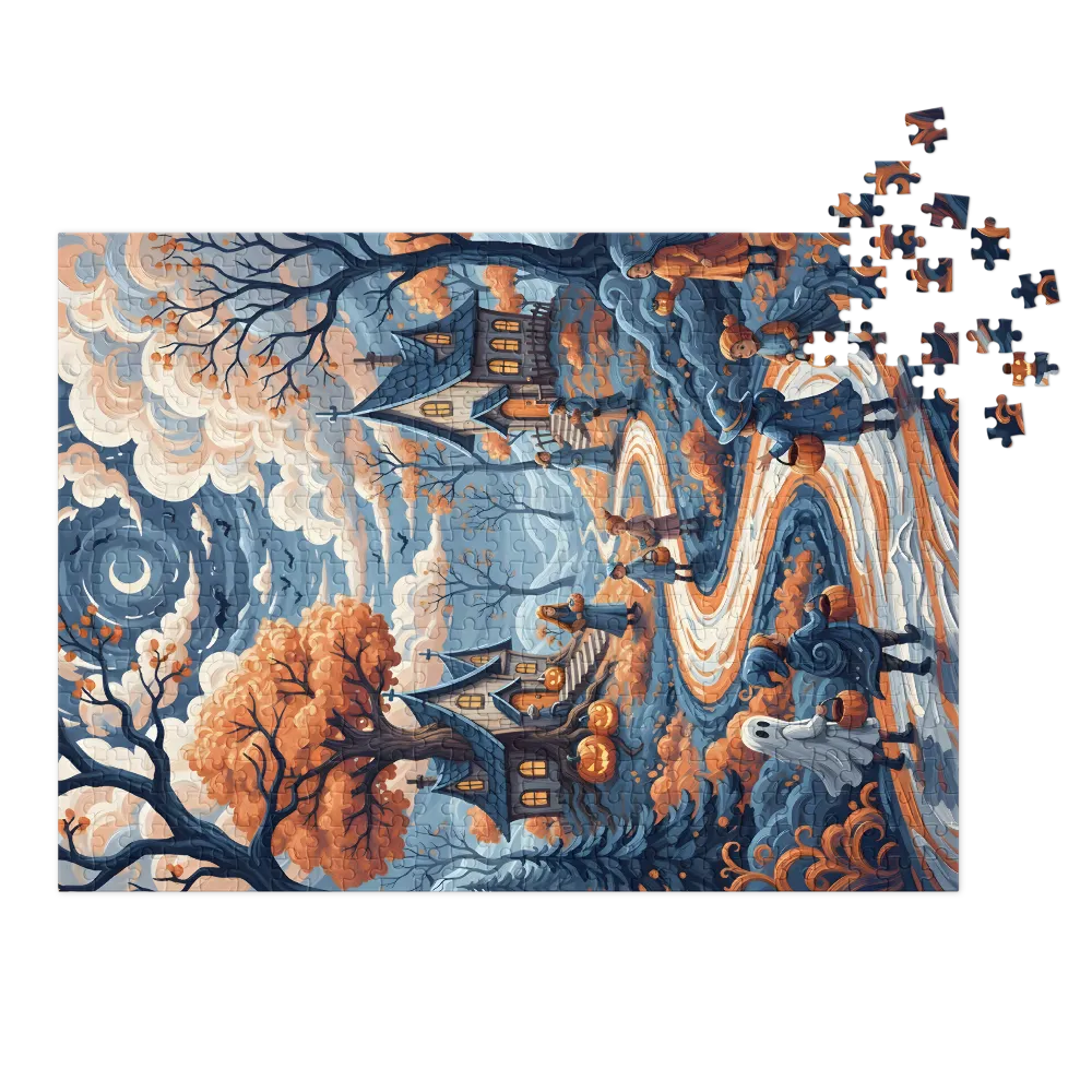 Whimsical Halloween Trick-or-Treat 
 Jigsaw Puzzle in Tin Box