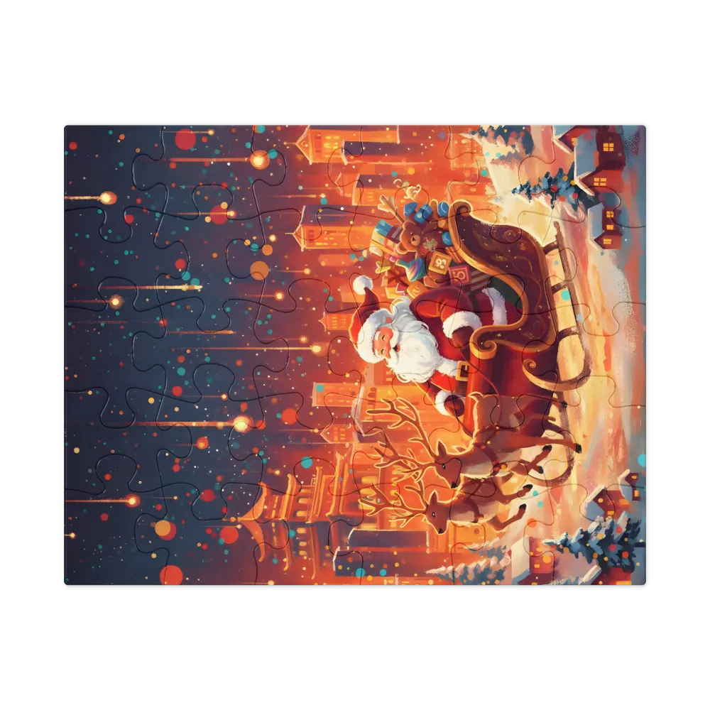 Santa's Midnight Flight 
 Jigsaw Puzzle in Tin Box
