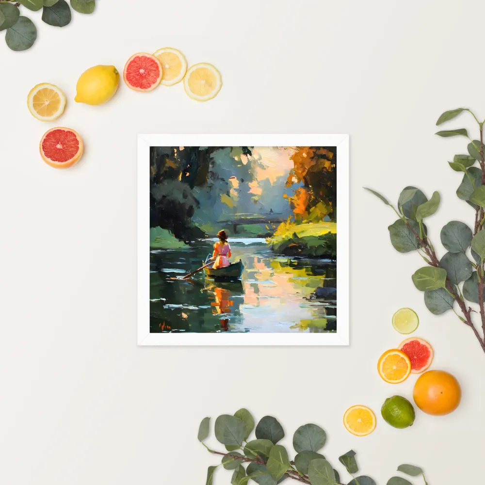 Rowing at Dusk 
 Poster with White Frame | 14″x 14″