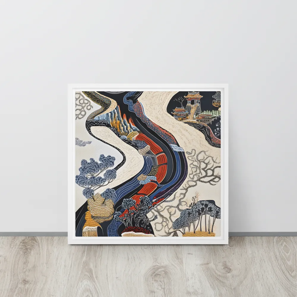 Flow of Tranquility | Canvas with White Frame | 16″×16″