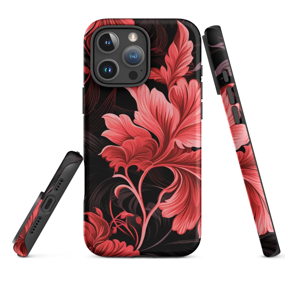 Tropical Elegance in Red | Phone Case |  16 Pro Max | Tough Case | Matte