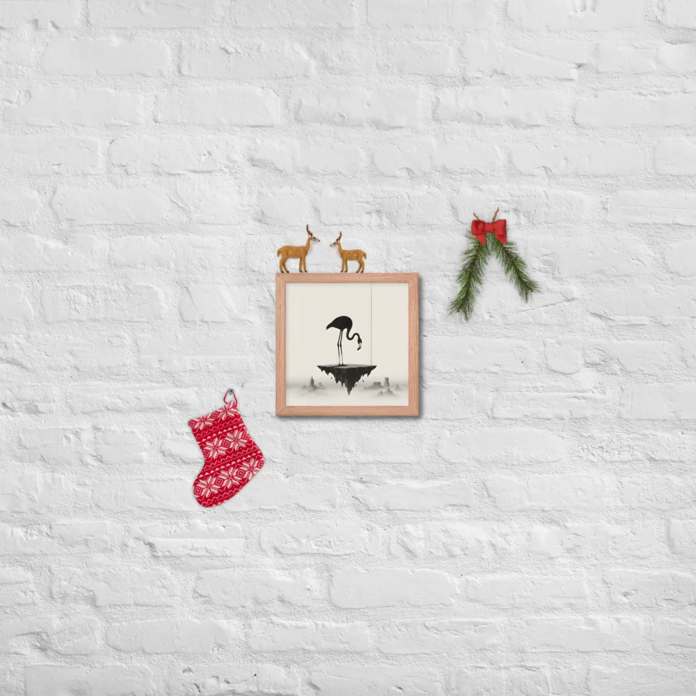 Floating Flamingo 
 Poster with Red oak Frame | 10″x 10″