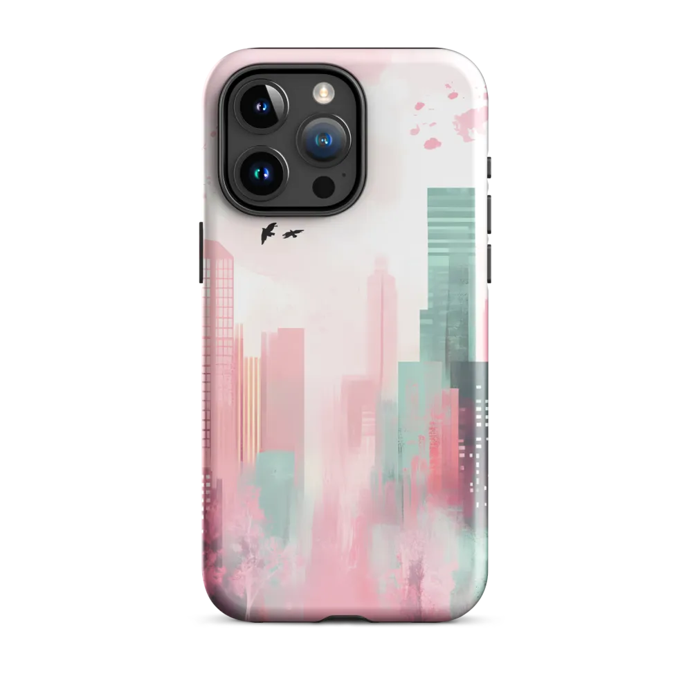 Dreamy Cityscape in Pink and Cyan
