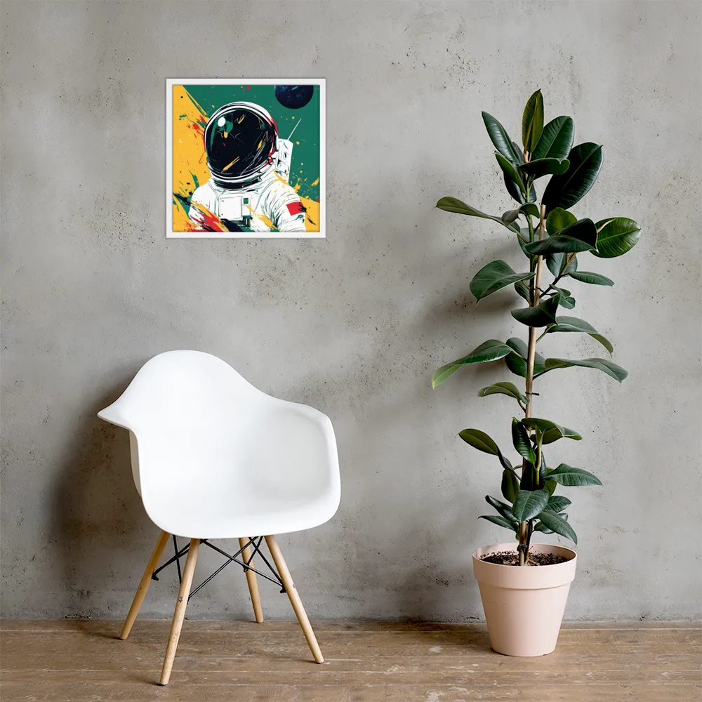 Galactic Explorer: A Modern Odyssey | Poster with White Frame | 18″×18″