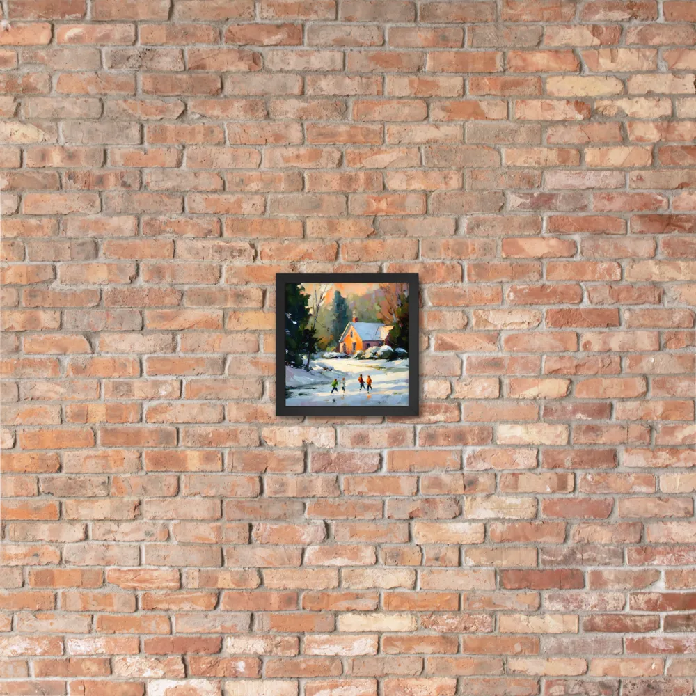 Sunlit Winter Cottage 
 Poster with Black Frame | 10″x 10″