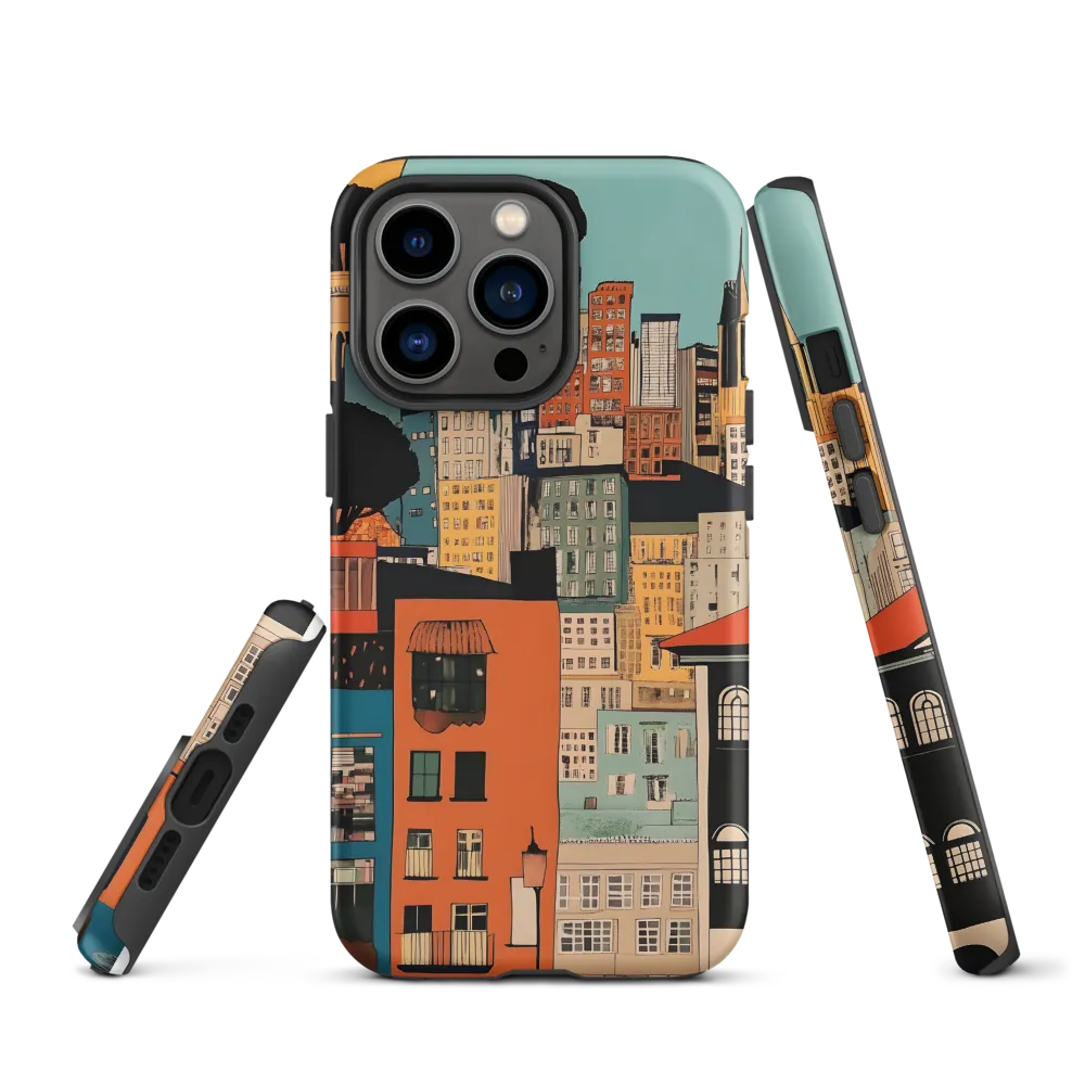 Terraced City: Teal Sky Over Orange Facades