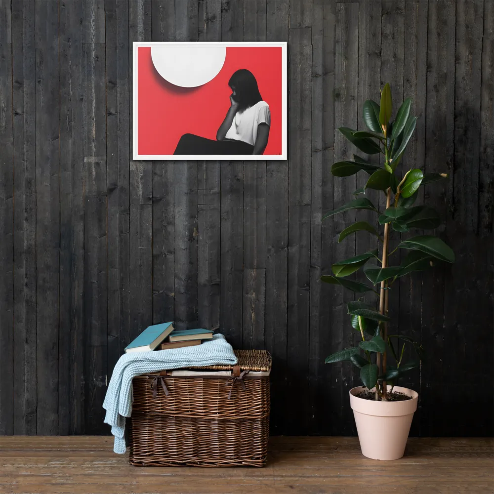 Contemplation in Red | Canvas with White Frame | 18″×24″