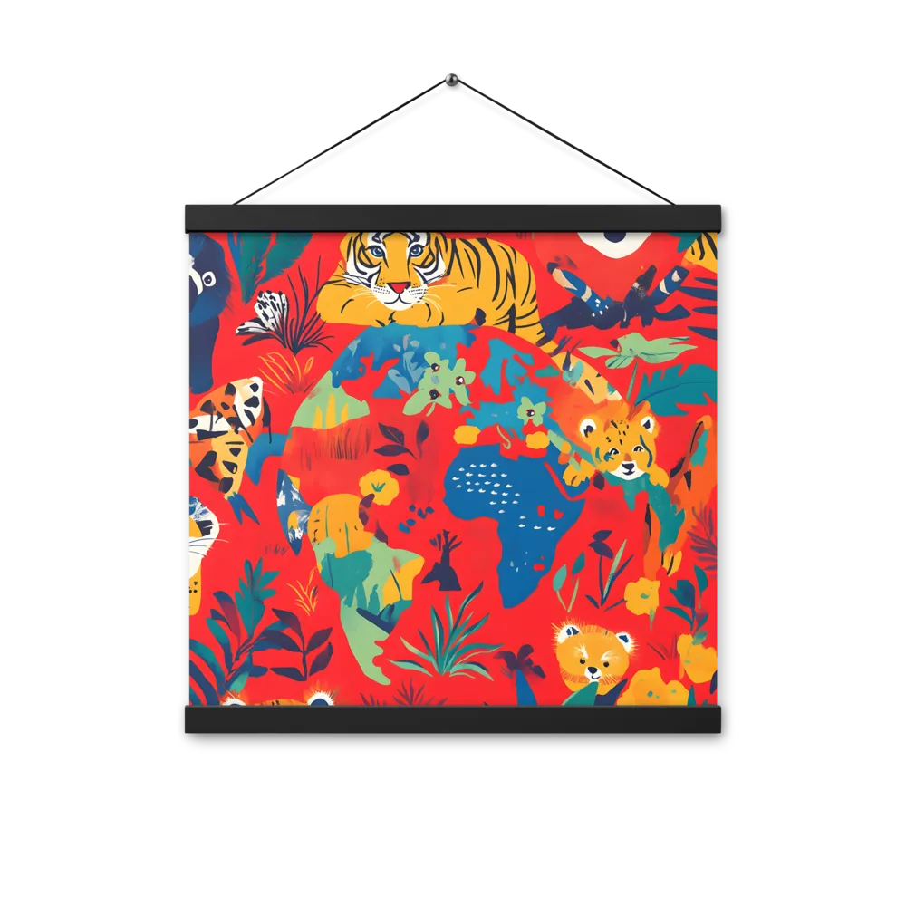 Wild Wonders of the Globe | Poster With Black Wood Hanger | 16″×16″