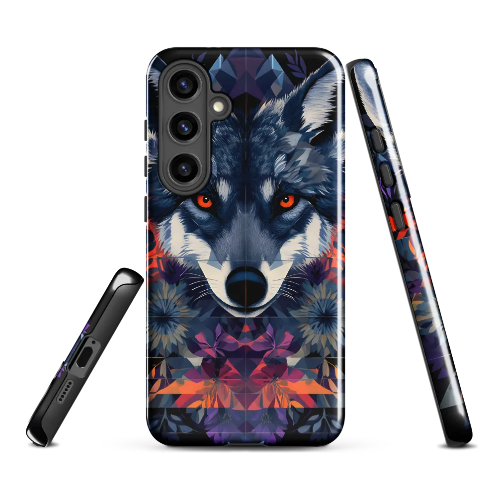 Mystical Wolf Amidst Floral Geometry