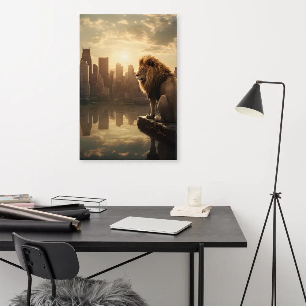 The Lion's Gaze Over the Urban Symphony