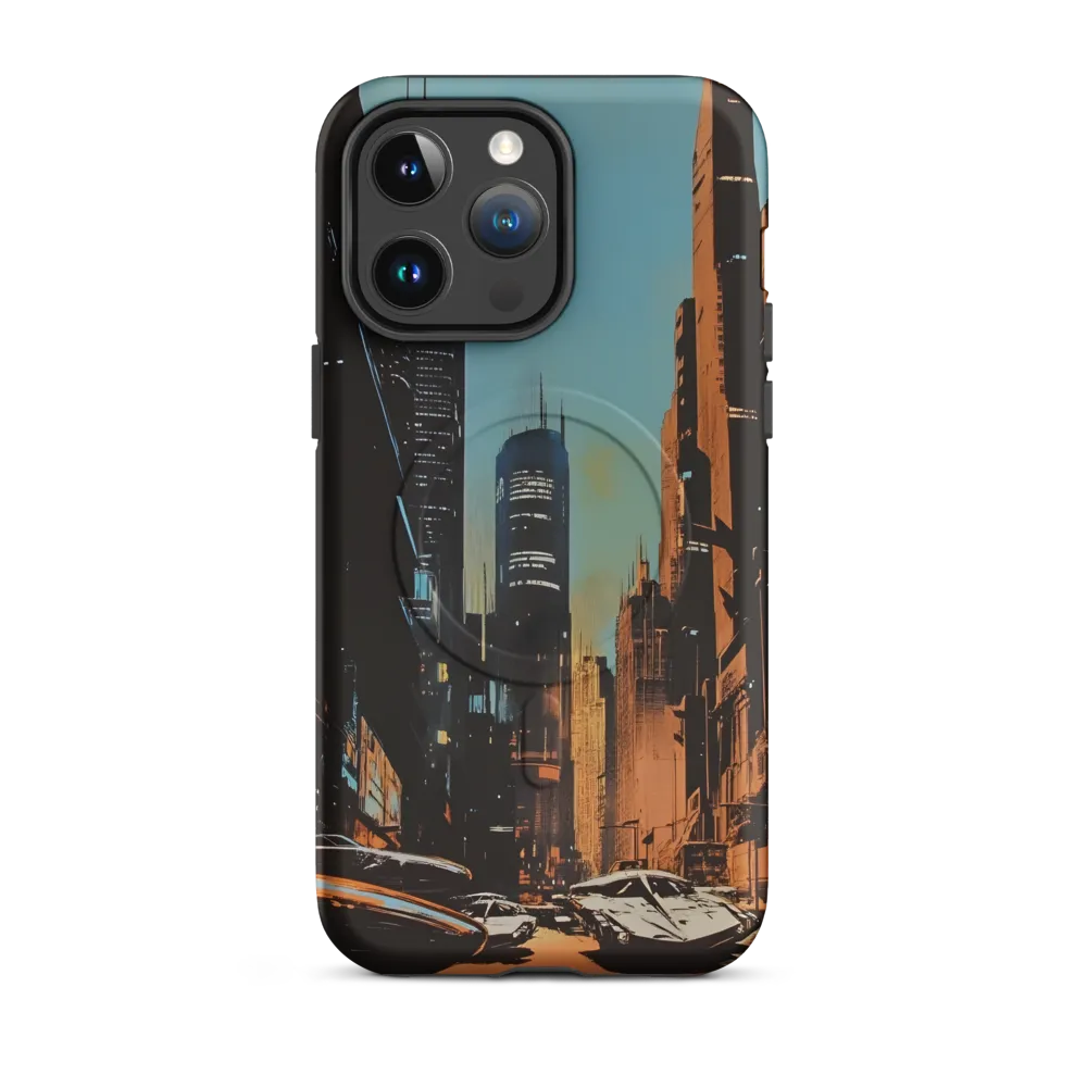 Futuristic Cityscape in Blue and Orange