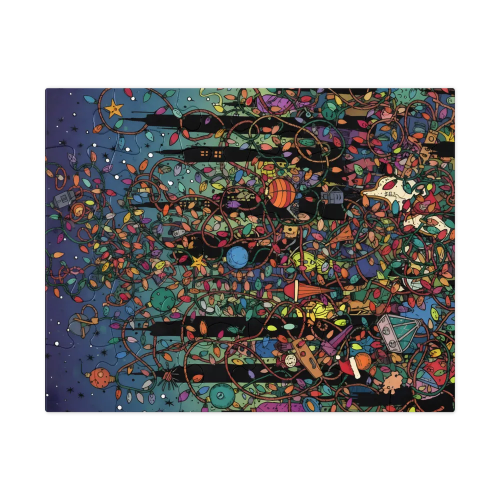 Tangled Holiday Lights 
 Jigsaw Puzzle in Tin Box
