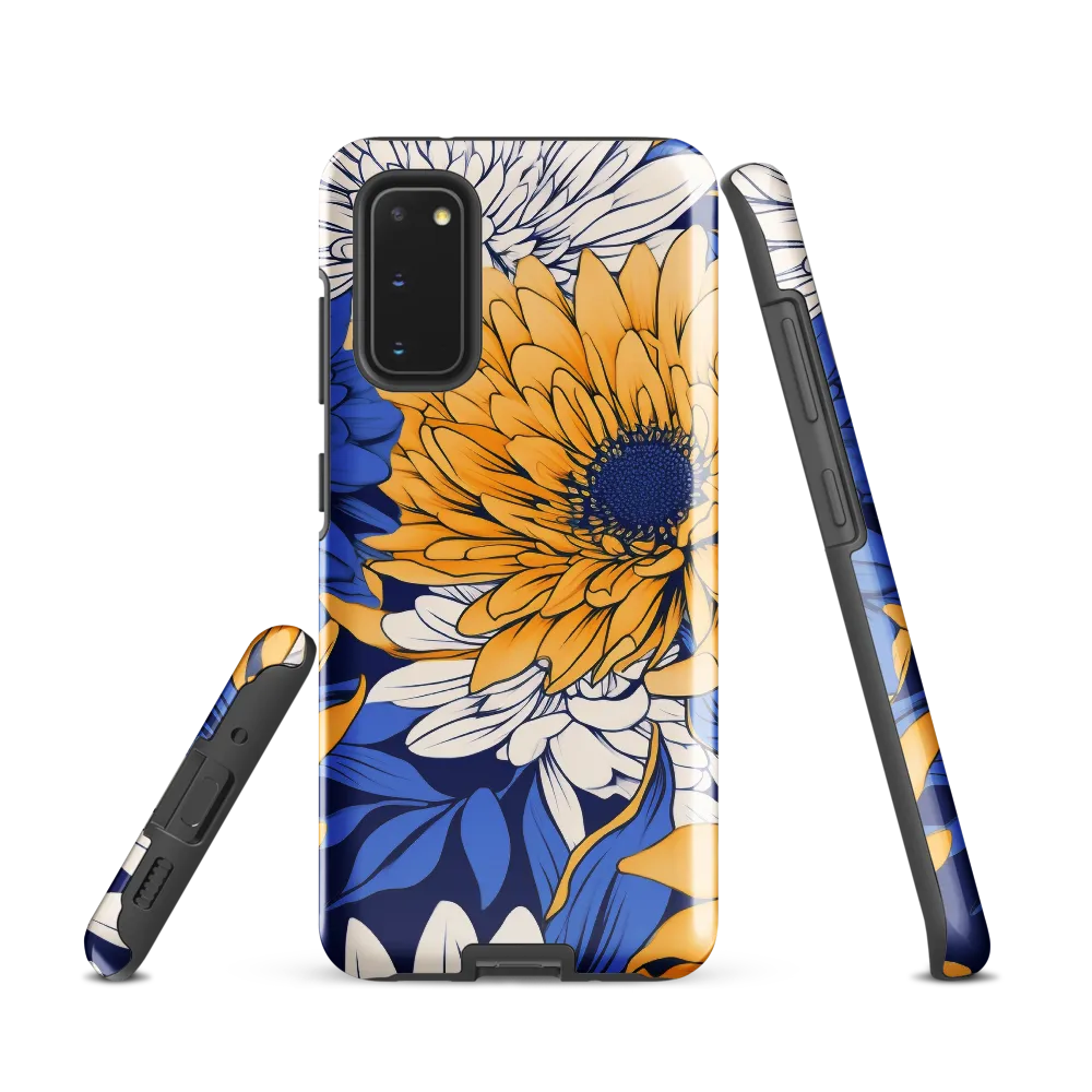 Floral Harmony in Blue and Yellow