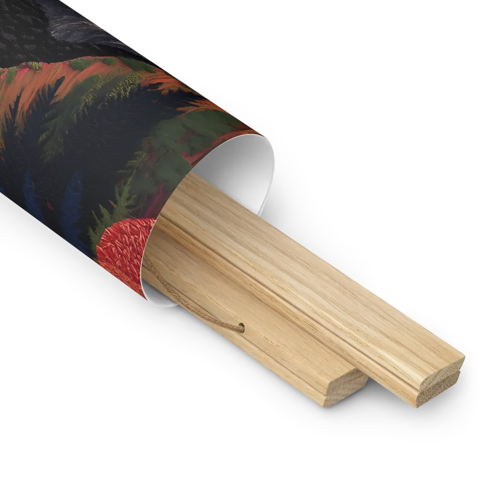 Ethereal Cascade: A Surreal Landscape | Poster With Oak Wood Hanger | 16″×16″