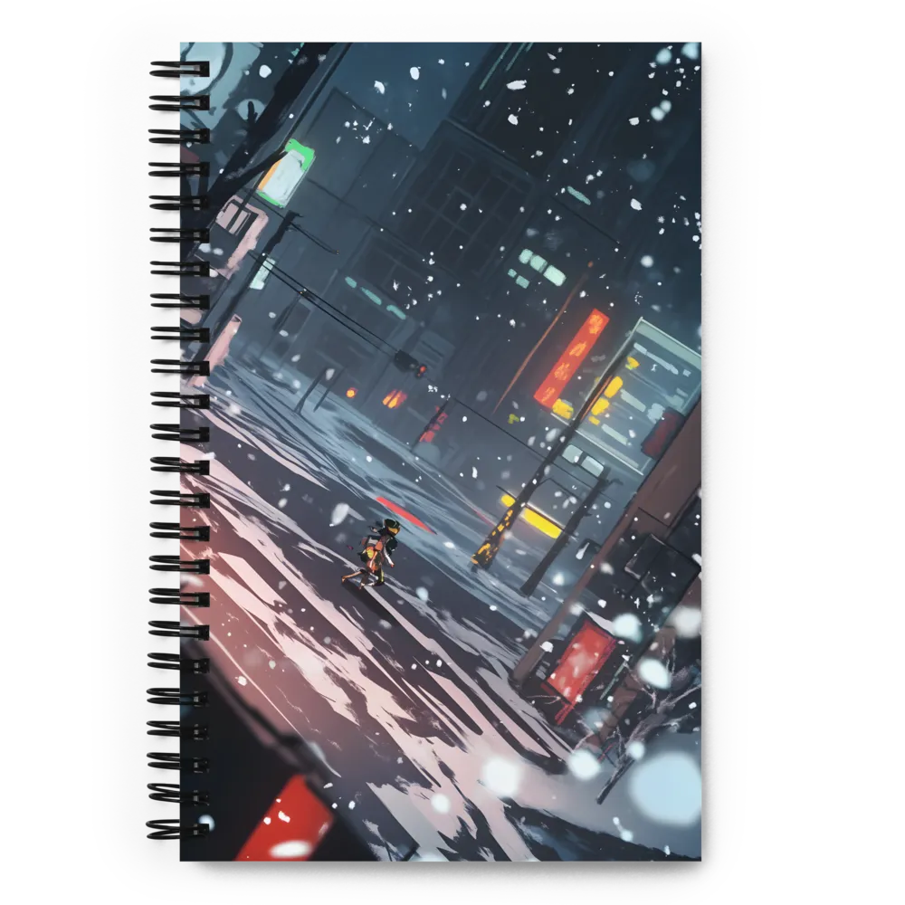 Solitude in the Neon Snow | Spiral Notebook