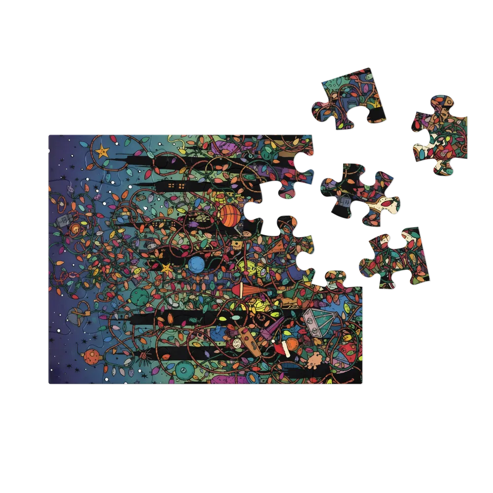 Tangled Holiday Lights 
 Jigsaw Puzzle in Tin Box