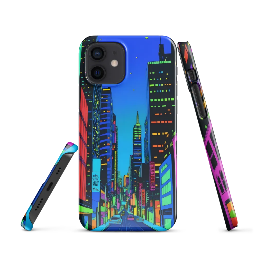 Neon Dreamscape: A Futuristic City at Dusk | Phone Case |  12 | Snap Case | Glossy