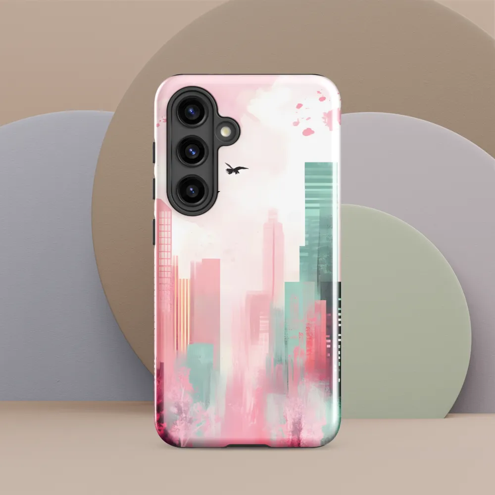 Dreamy Cityscape in Pink and Cyan