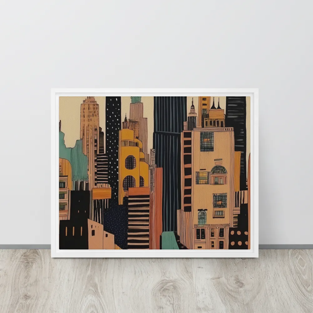 Urban Symphony in Ink | Canvas with White Frame | 16″×20″