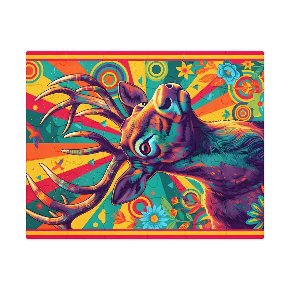 Psychedelic Stag 
 Jigsaw Puzzle in Tin Box