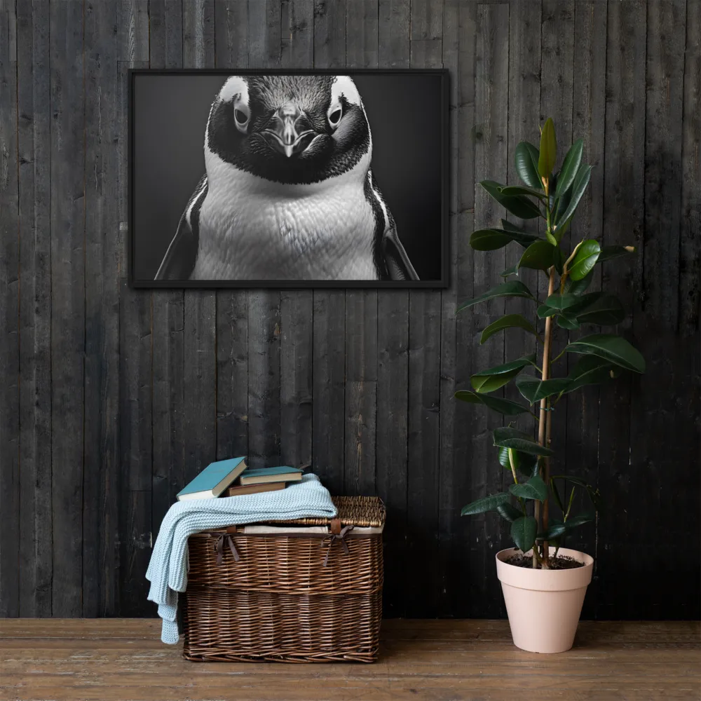 Majestic Penguin Portrait | Canvas with Black Frame | 24″×36″