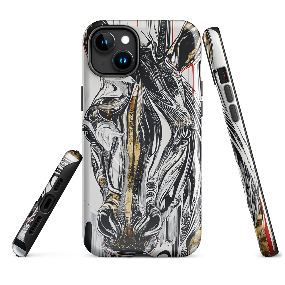 Ethereal Majesty: The Abstract Zebra | Phone Case |  15 Plus | MagSafe® Tough Case | Glossy