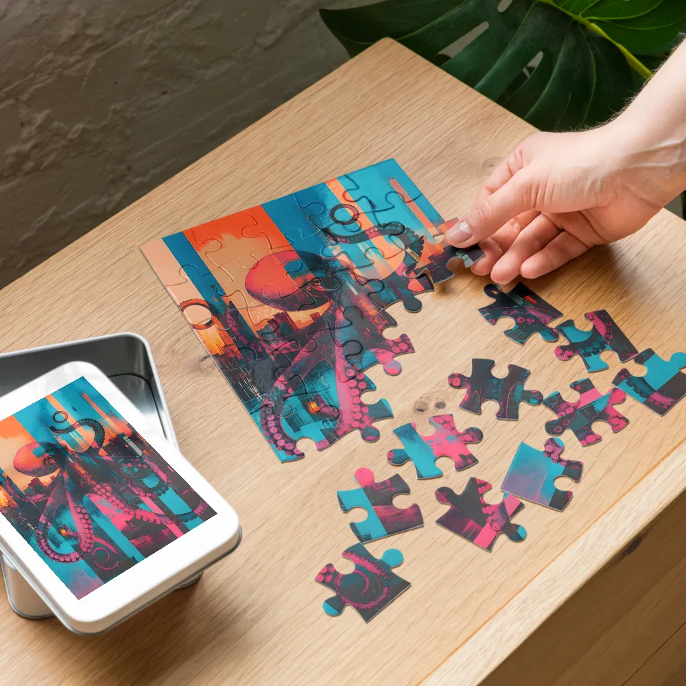 Neon Kraken 
 Jigsaw Puzzle in Tin Box